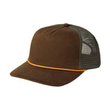 Brown cap with mesh back on a beige background