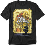 The Dark Crystal classic movie poster t-shirt featuring intricate artwork of the Skeksis, Mystics, and Gelflings, surrounded by ancient designs from Jim Henson’s 1982 fantasy masterpiece.