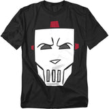 Black t-shirt featuring the bold white hockey mask face design of Casey Jones from Teenage Mutant Ninja Turtles, with red accents.