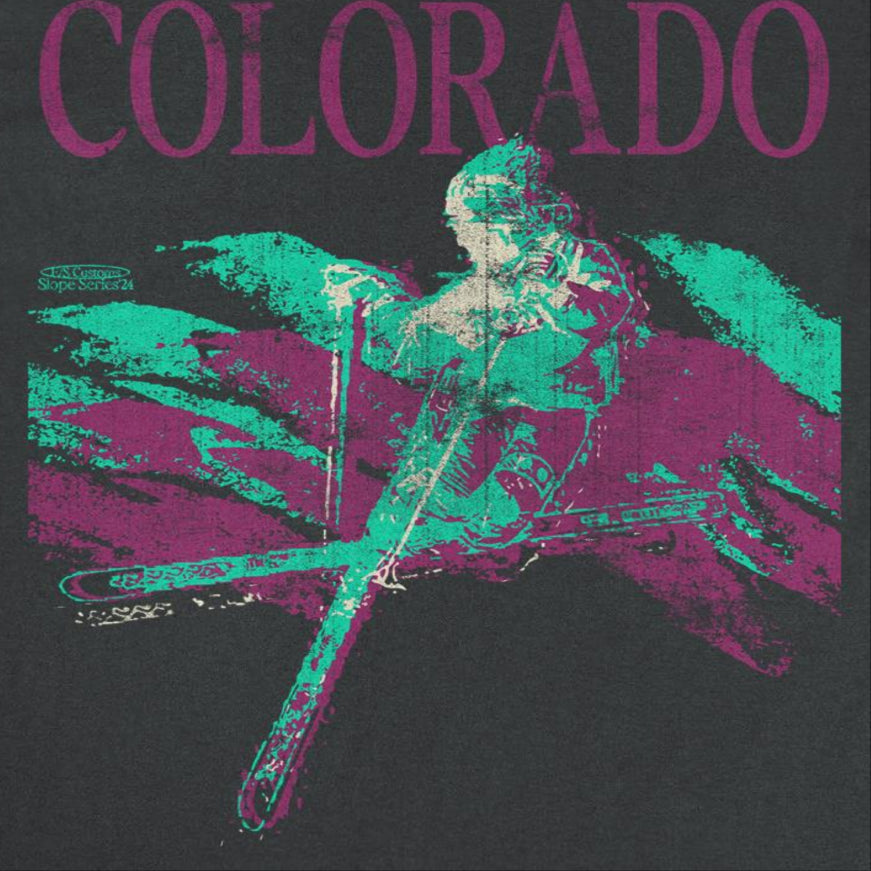 Retro Skiing & Snowboarding Colorado Black T-Shirt