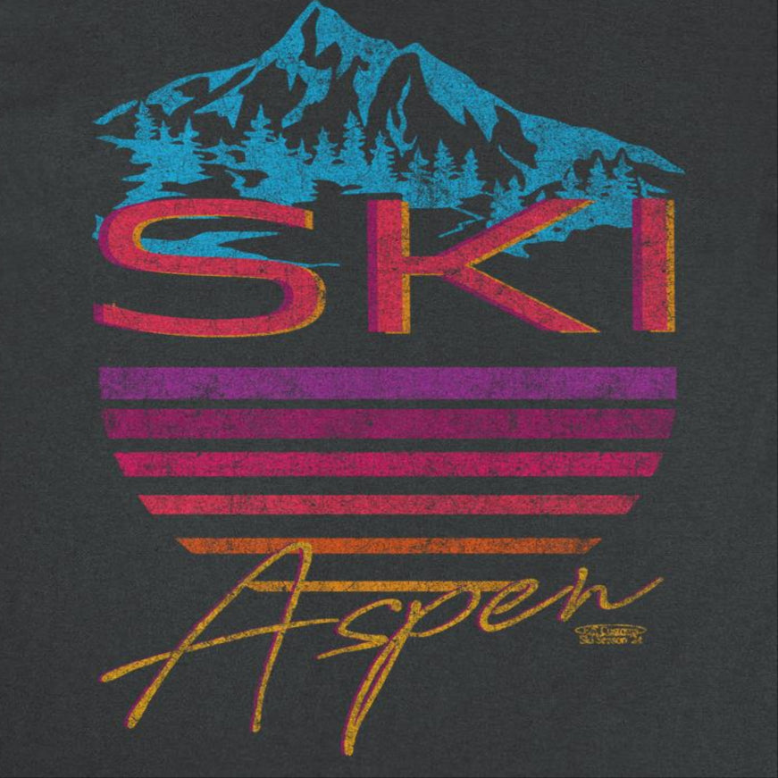 Retro Ski Aspen Black T-Shirt