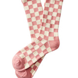 Checkerboard Crew Socks: Blush & Cream