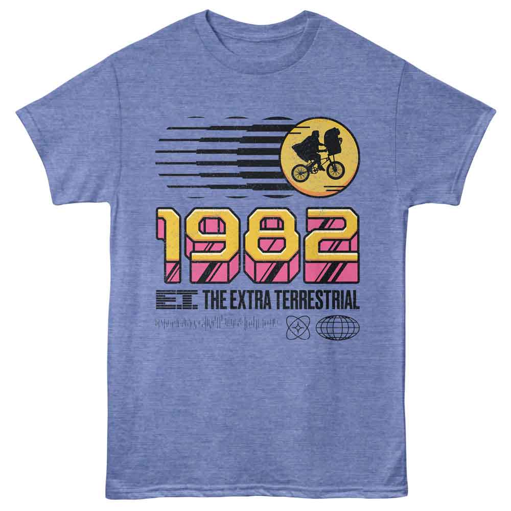 Officially licensed E.T. the Extra-Terrestrial 1982 retro t-shirt with bike silhouette and moon graphic