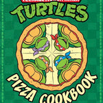 Teenage Mutant Ninja Turtles pizza cookbook cover with turtles on a pizza slice design.