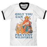Smokey Bear Only You Can Prevent Wildfires Ringer T-Shirt - White and Black