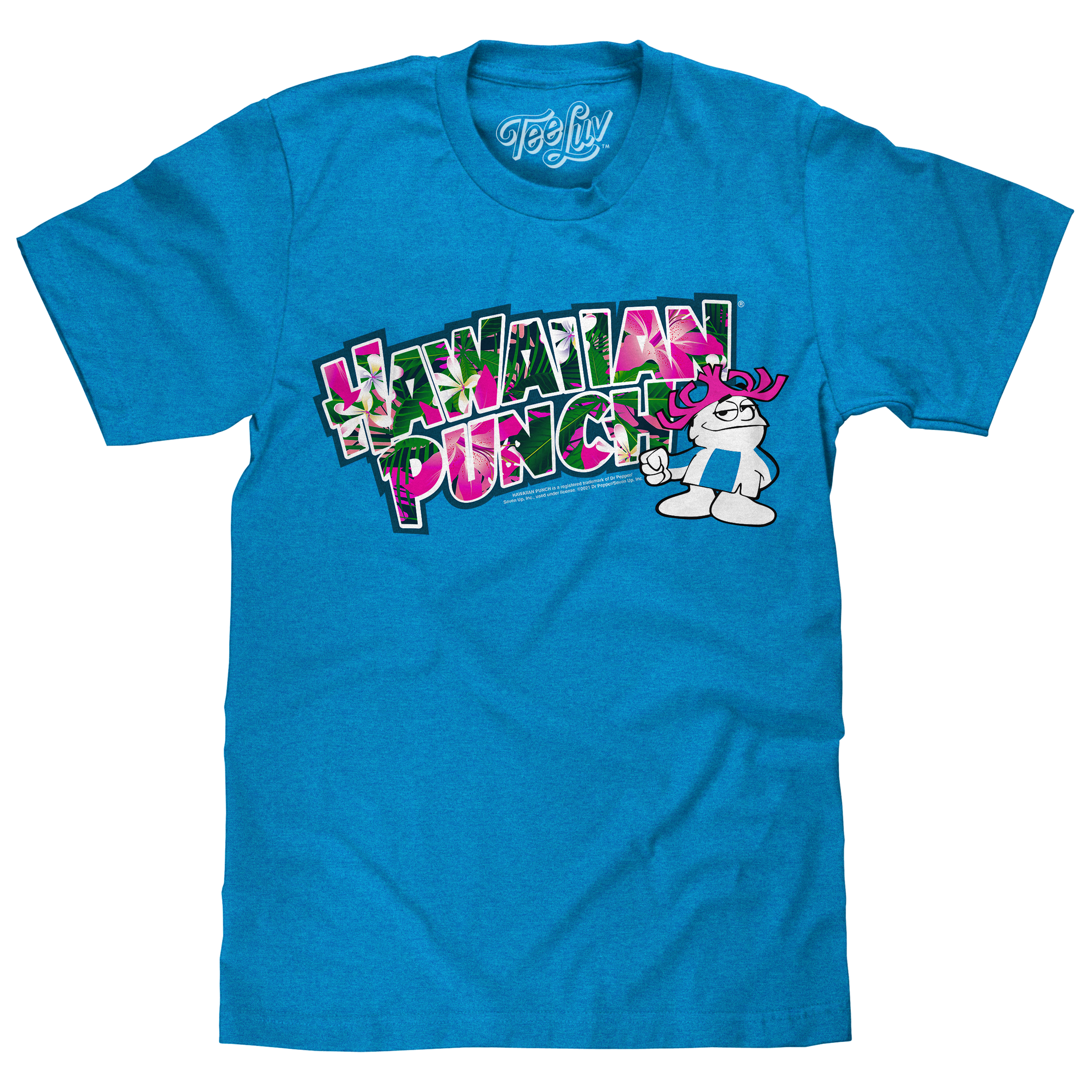 Hawaiian Punch Floral Print Blue graphic t-shirt