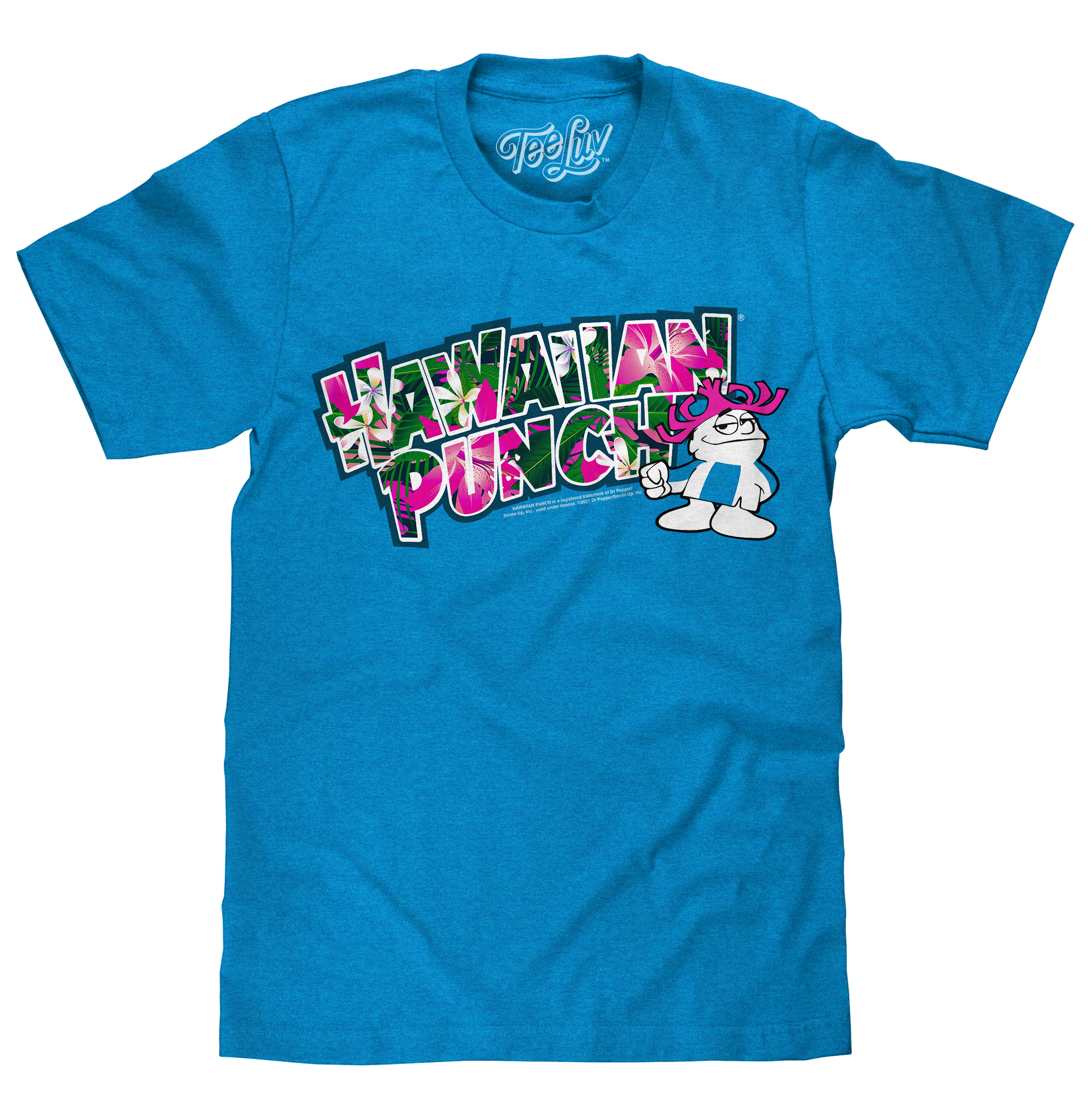 Hawaiian Punch Floral Print Blue graphic t-shirt