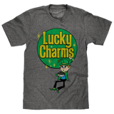 Lucky Charms Retro Logo Gray graphic t-shirt