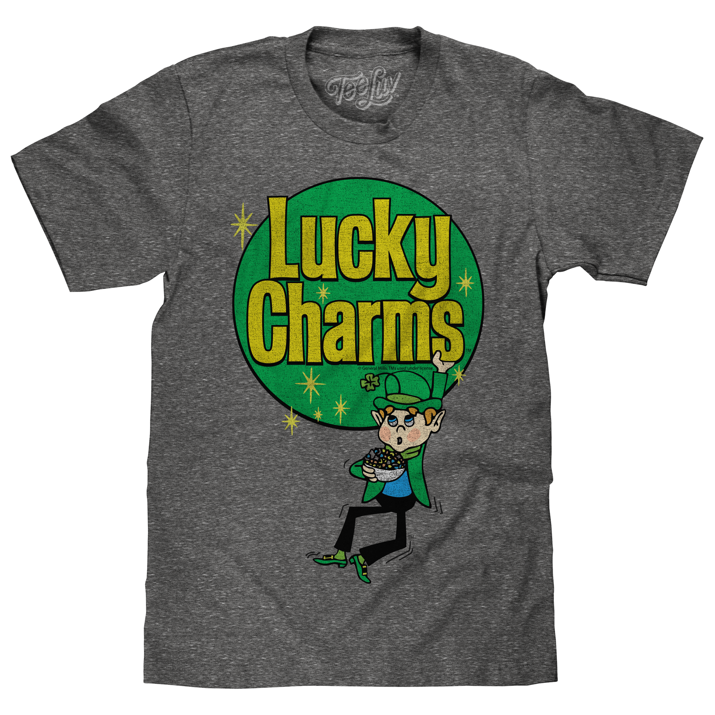 Lucky Charms Retro Logo Gray graphic t-shirt