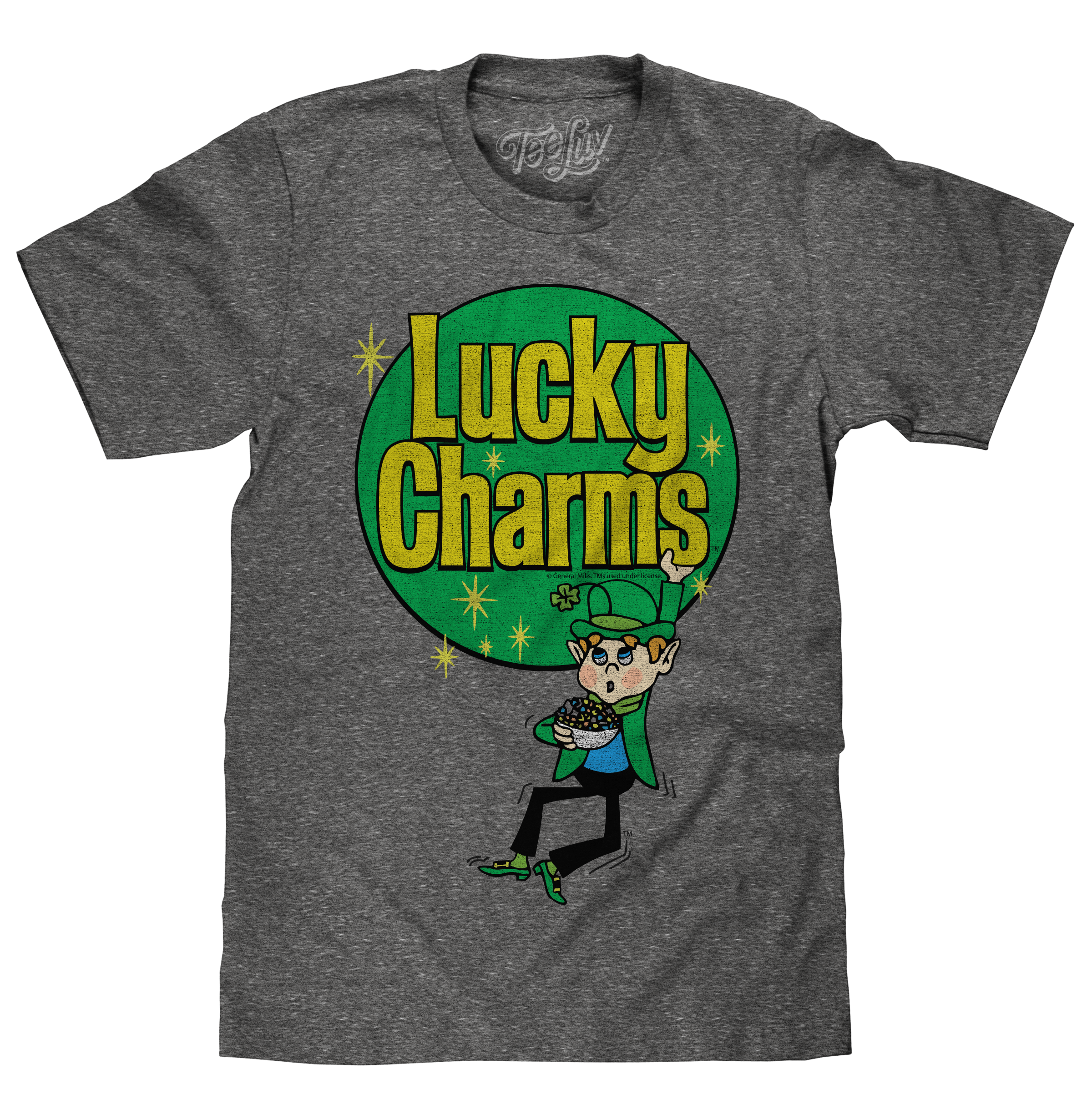 Lucky Charms Retro Logo Gray graphic t-shirt