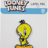 Looney Tunes lapel pin of Tweety Bird on a branded card with C&D Visionary, Inc. logo.