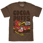 Brown t-shirt featuring the Cocoa Puffs logo with Sonny the Cuckoo Bird mascot and speech bubble saying “I’m Cuckoo For.”