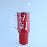 Coca Cola Enjoy Logo 40oz Stainless Steel Tumbler w Handle