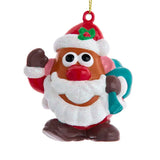 Mr. Potato Head Santa-themed Christmas ornament with glittery beard, Santa hat, and toy sack.
