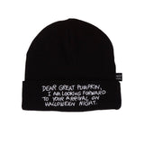 Peanuts The Great Pumpkin Charlie Brown black knit beanie