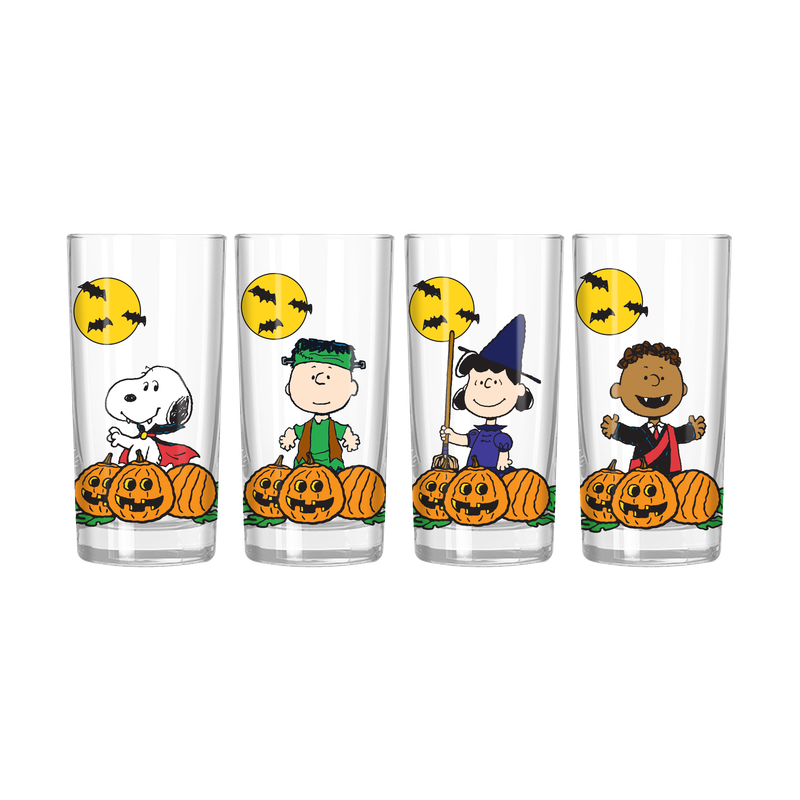 Peanuts Halloween 4pc 10oz Tumbler Glass Set officially licensed Peanuts tumbler glass set