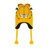 Garfield Beanie Hat, Peruvian Winter Knit Cap with 3D Cat Ears and Tassels