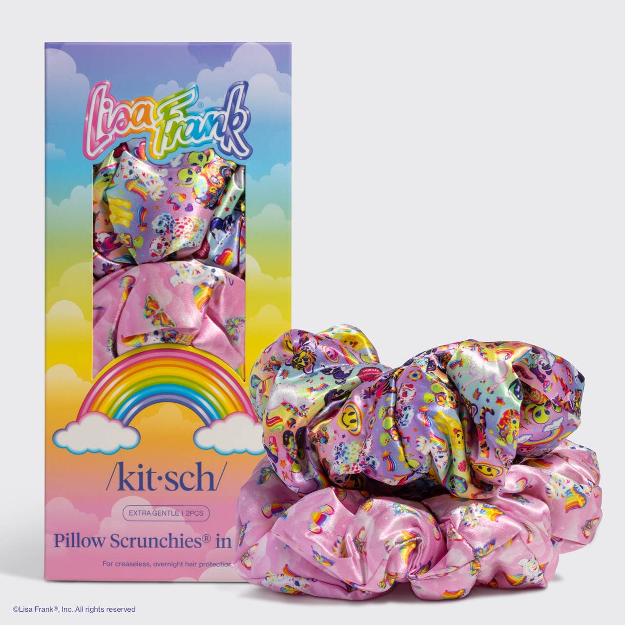 Lisa Frank x Kitsch satin pillow scrunchies
