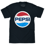 Navy t-shirt with the classic red, white, and blue Pepsi circle logo across the chest.