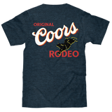Original Coors Rodeo Cowboy Front and Back Print T-Shirt - Denim Black Heather