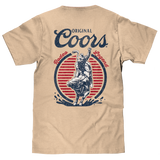 Original Coors Rodeo Legend Double Sided Beer Logo T-Shirt - Cream