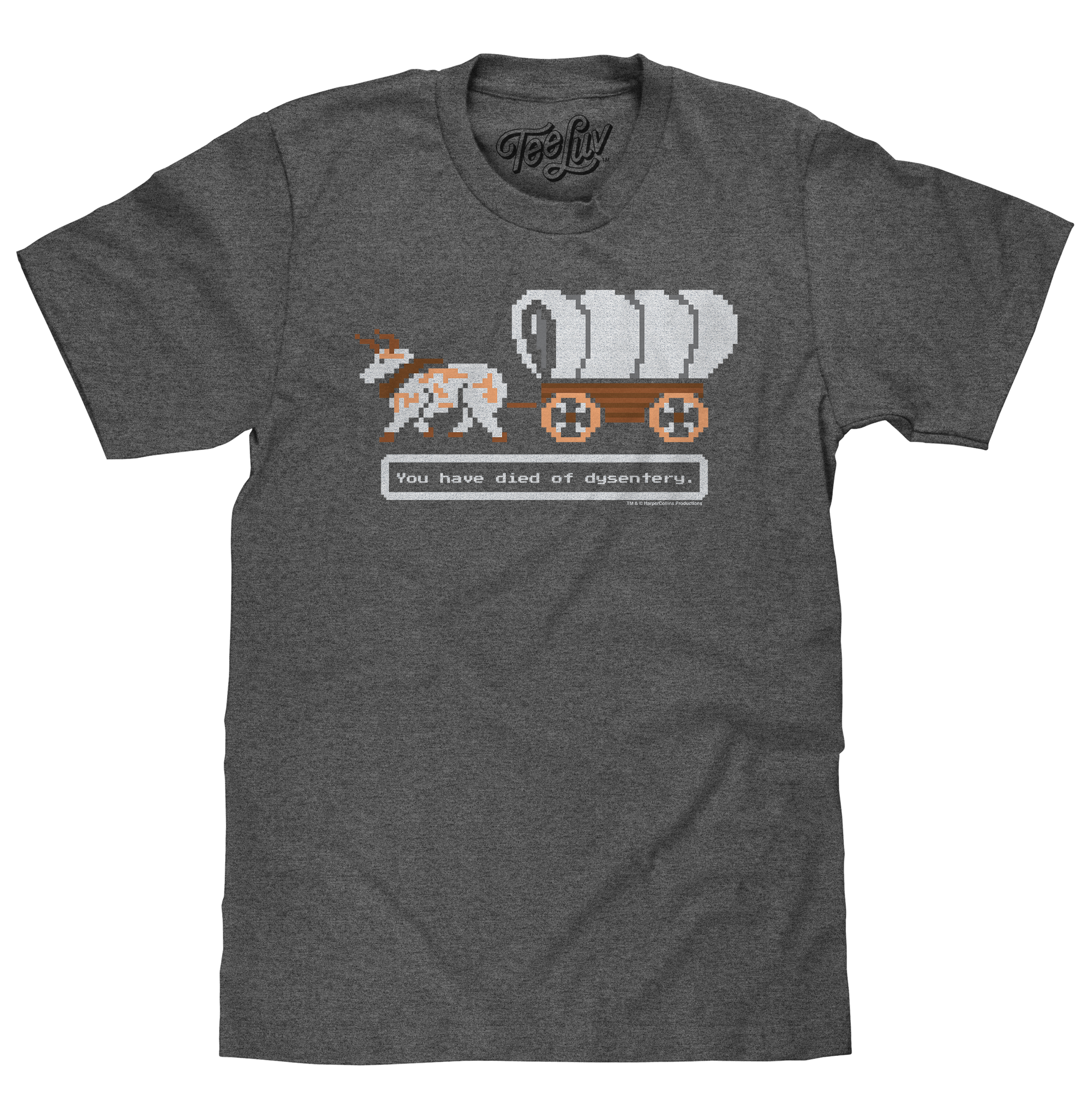 The Oregon Trail You Have Died of Dysentery Video Game Quote Heather Graphite graphic t-shirt