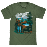 Smokey Bear Only You Can Prevent Wildfires Retro Graphic T-Shirt - Canyon Green