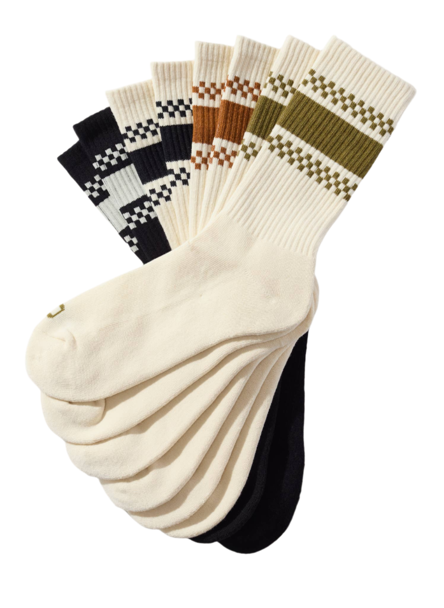 Checkerboard Striped Crew Socks
