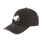 Peanuts Snoopy Chenille Patch Pigment Wash Dad Cap, Black