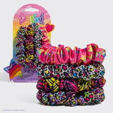 Lisa Frank x Kitsch rainbow leopard satin scrunchies