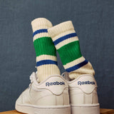 The Retro Stripe Socks: Kelly green/royal / One Size