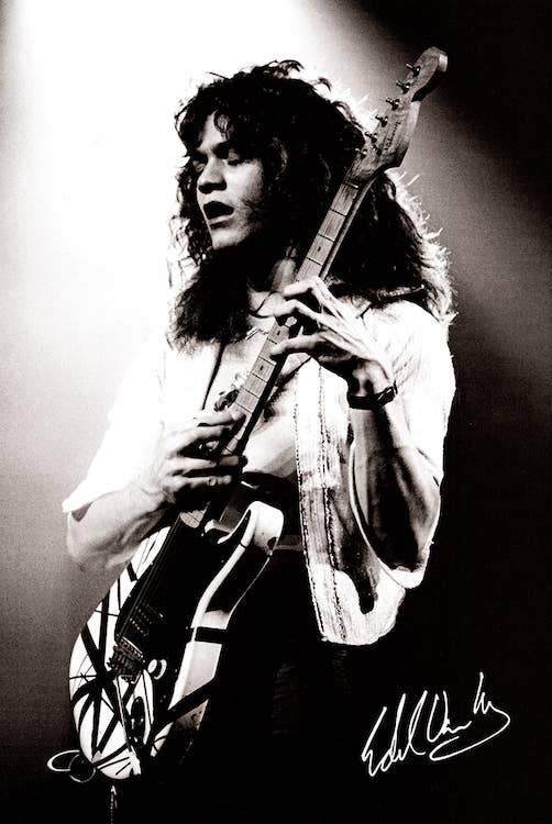 Eddie Van Halen Black & White Rock n Roll Music Poster