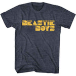 Grey heather T-shirt with bold yellow Beastie Boys logo graphic.