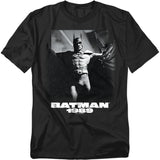 Black t-shirt with monochrome graphic of Michael Keaton’s Batman and bold “Batman 1989” text.