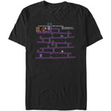 Vintage Nintendo Donkey Kong arcade level pixel art graphic tee on black shirt