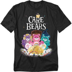 Black t-shirt with Care Bears graphic on a white background