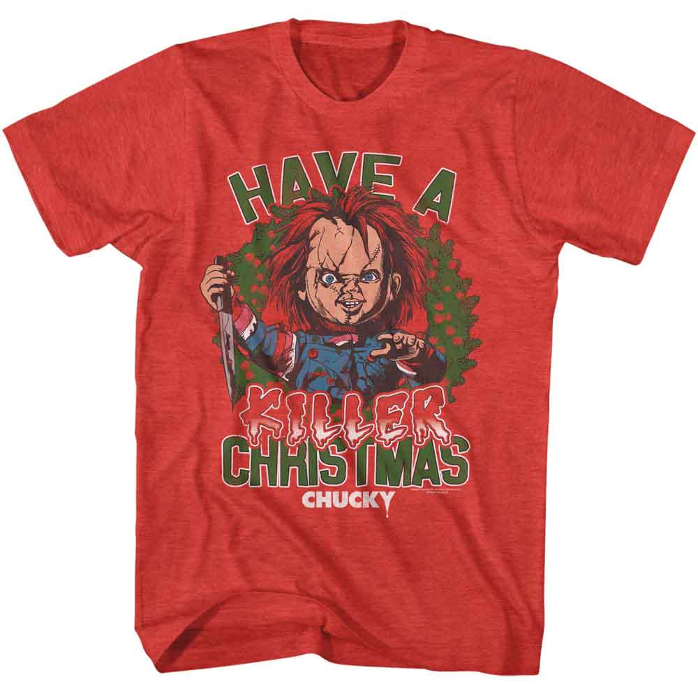 Chucky Have a Killer Christmas red heather graphic t-shirt officially licensed