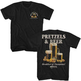 officially licensed Cheers Pretzels and Beer black t-shirt with front and back print