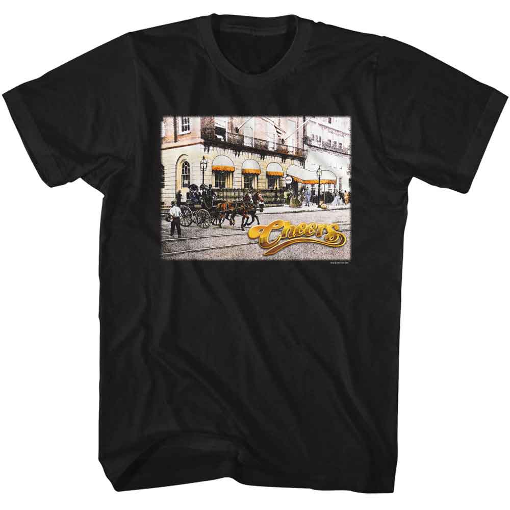 officially licensed Cheers bar street view black t-shirt