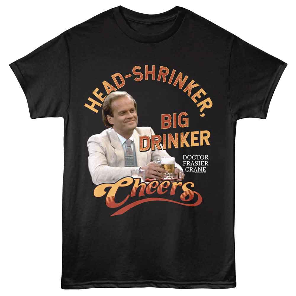 officially licensed Cheers Head Shrinker black t-shirt