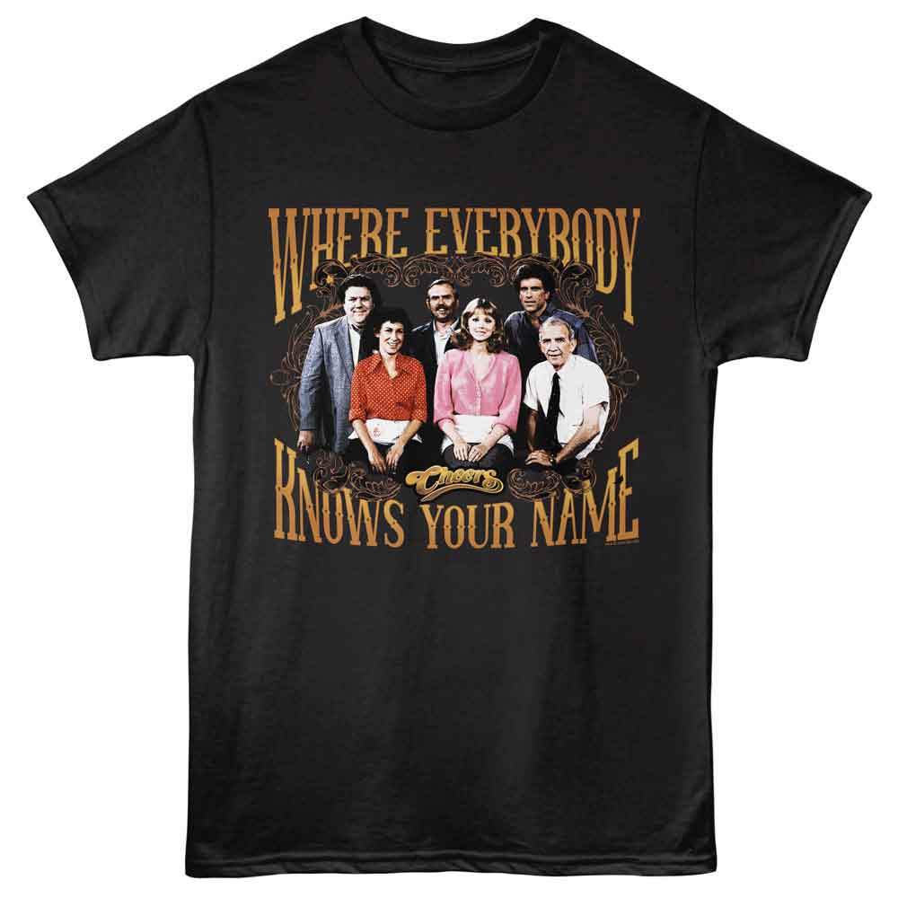 officially licensed Cheers Everybody Knows Your Name black t-shirt