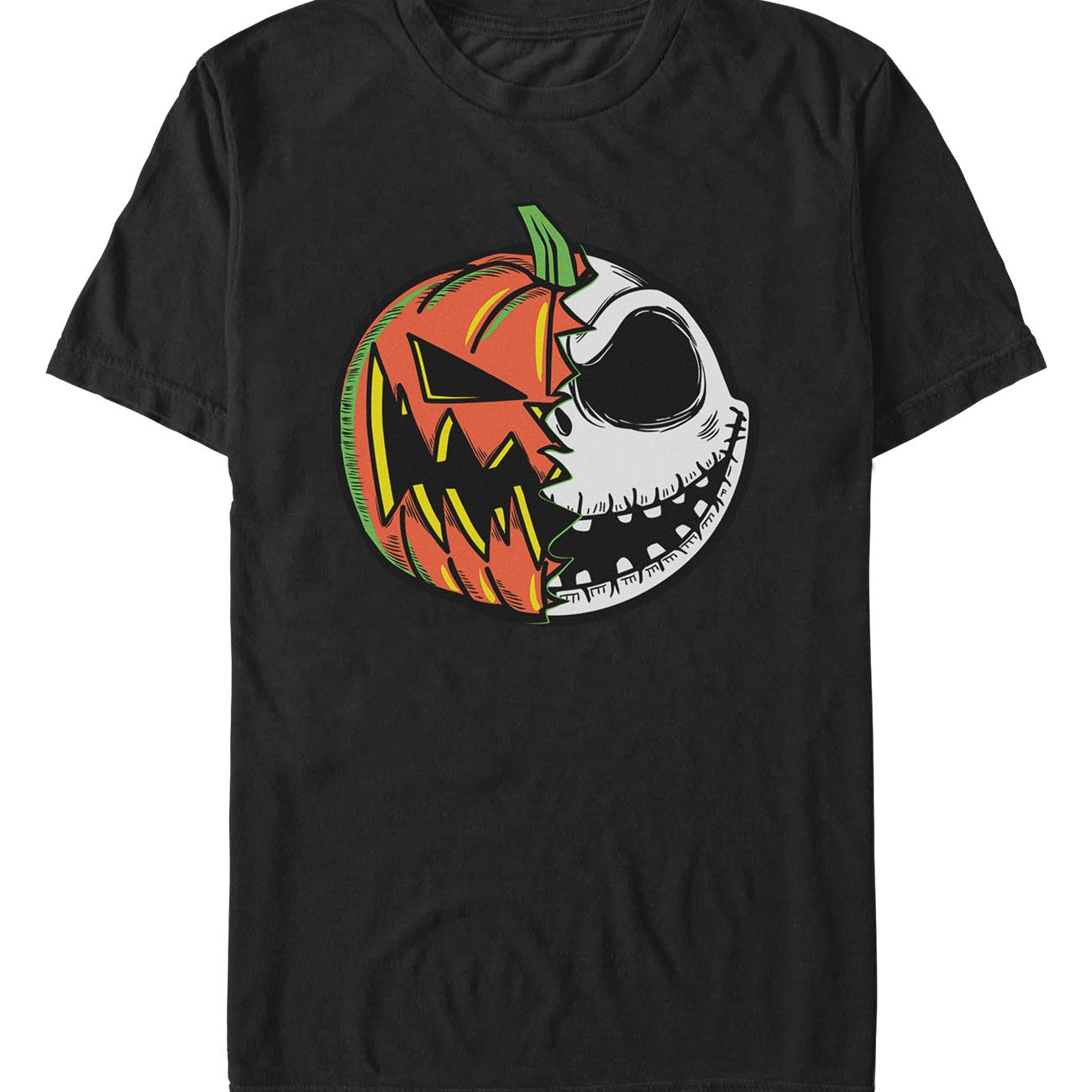 officially licensed The Nightmare Before Christmas Pumpkin Jack Split Face T-Shirt tee