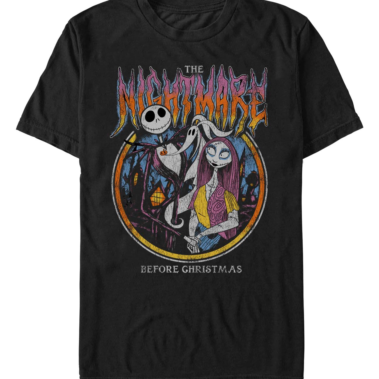 officially licensed The Nightmare Before Christmas Nightmare Metal Circle T-Shirt tee