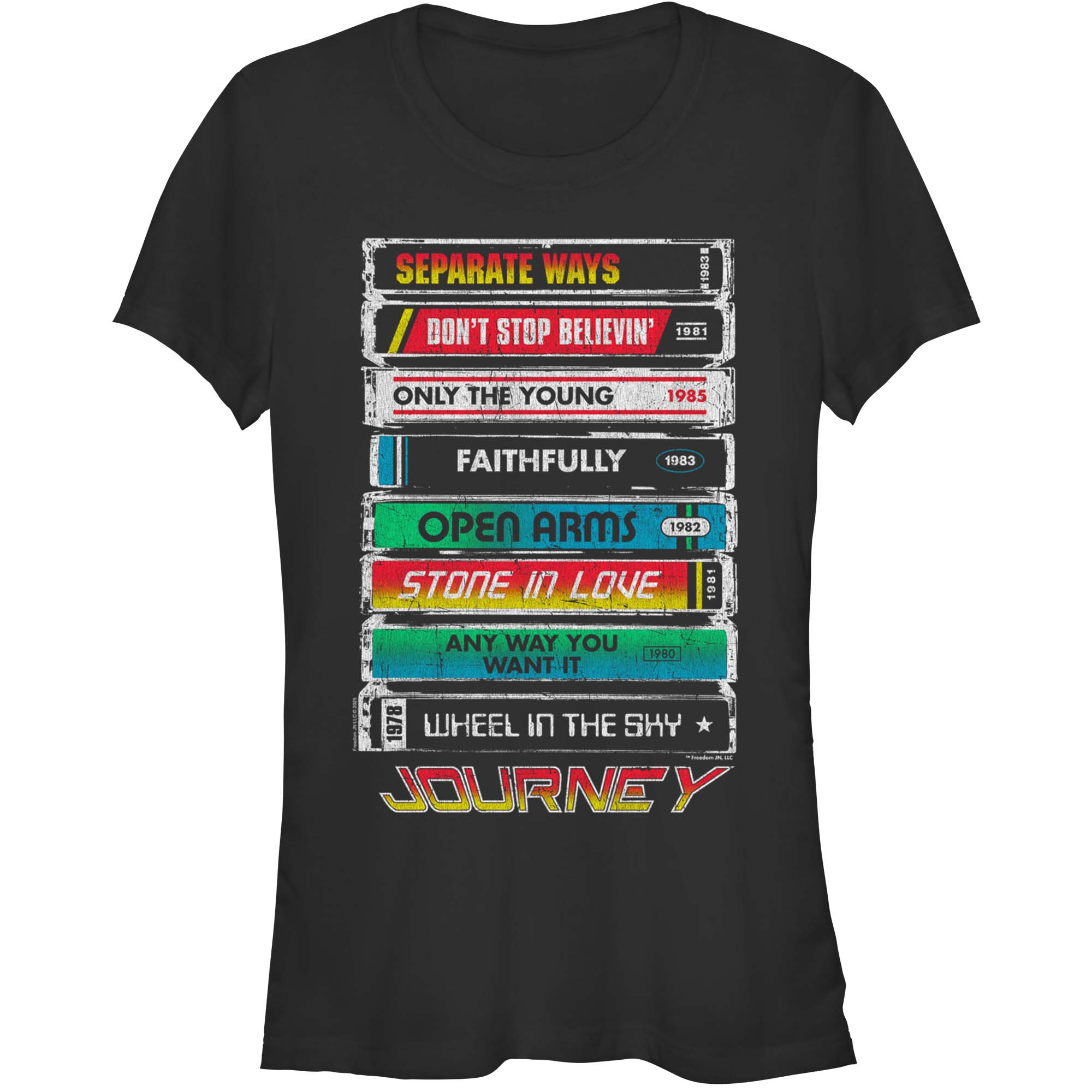 Journey Tape Deck Hits Black graphic t-shirt