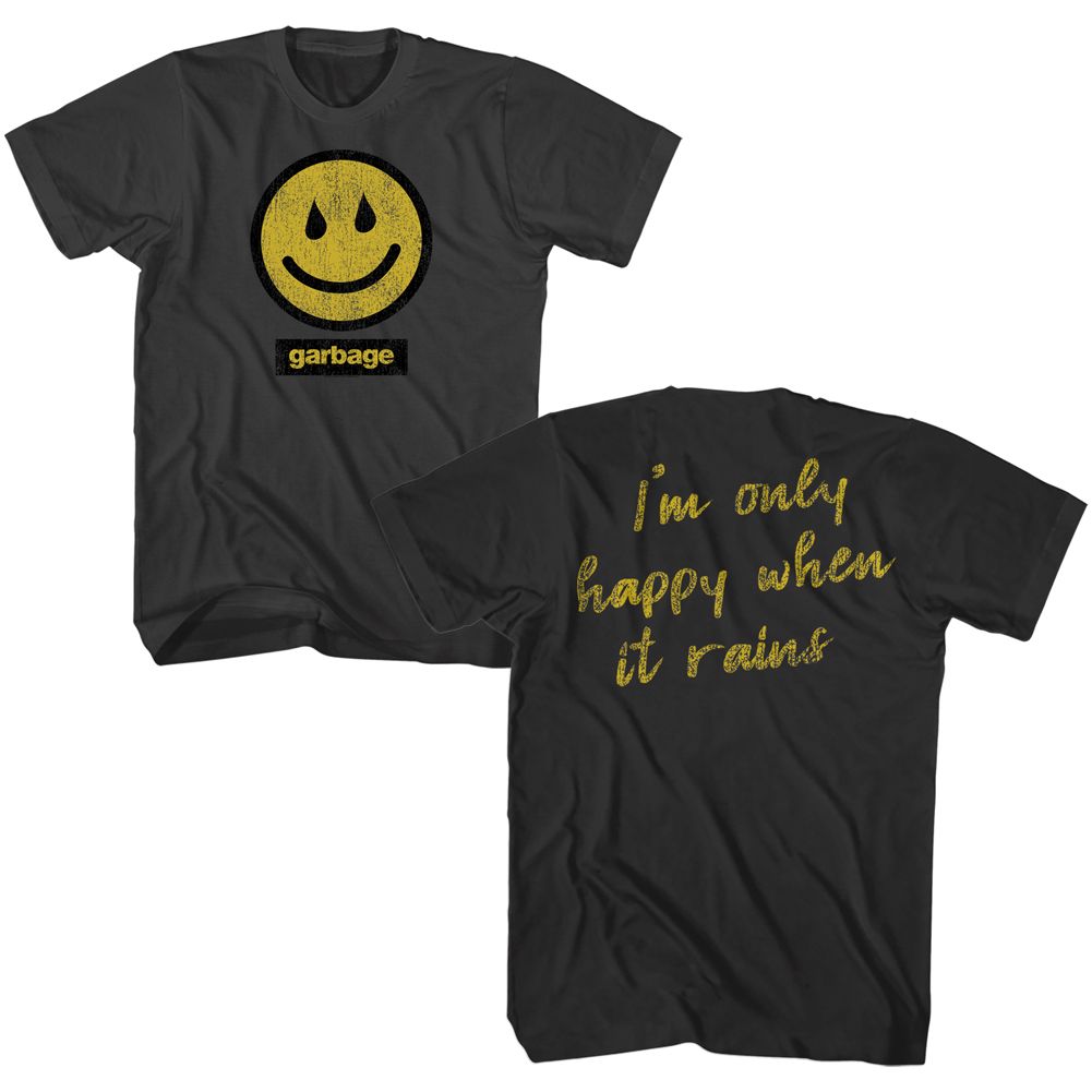 officially licensed Garbage Rain Smiley Smoke T-Shirt tee