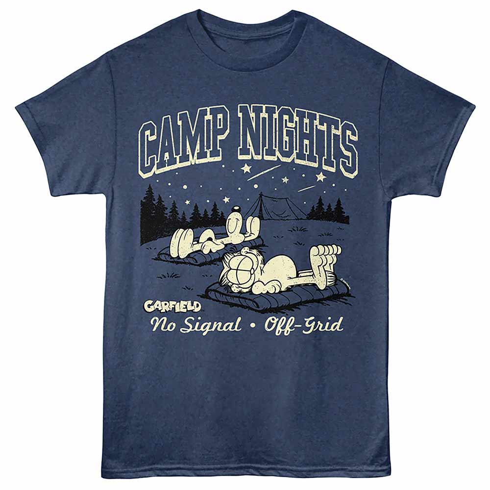 Garfield Camp Nights T-Shirt officially licensed Garfield camping graphic tee