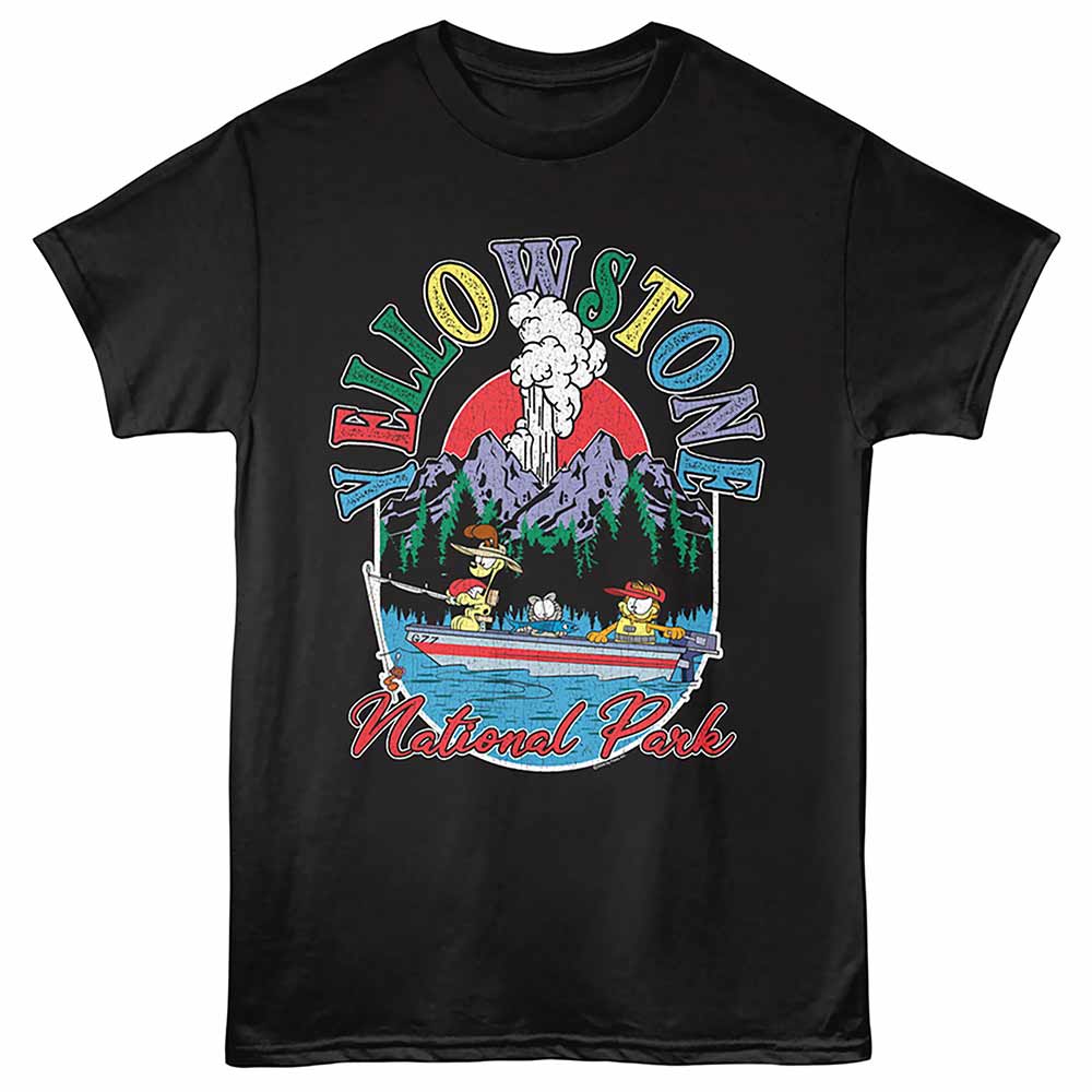 Garfield Yellowstone Fishing T-Shirt officially licensed Garfield fishing graphic tee