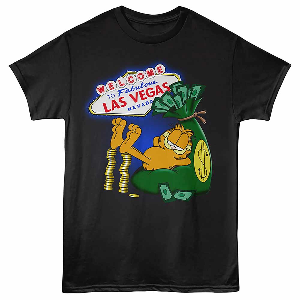 Garfield Vegas Lounging T-Shirt officially licensed Garfield Vegas graphic tee
