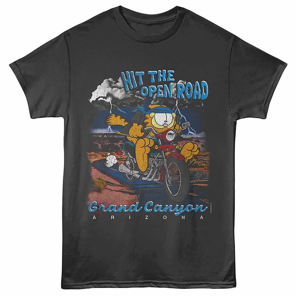 Garfield Open Road Grand Canyon T-Shirt officially licensed Garfield road trip graphic tee