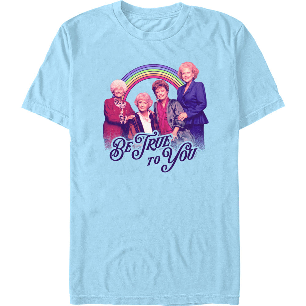 Vintage style Golden Girls cast shirt with rainbow artwork and inspirational quote